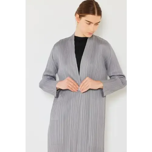 Pleated Long Sleeve Cardigan