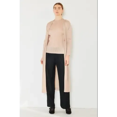 Pleated Long Sleeve Cardigan