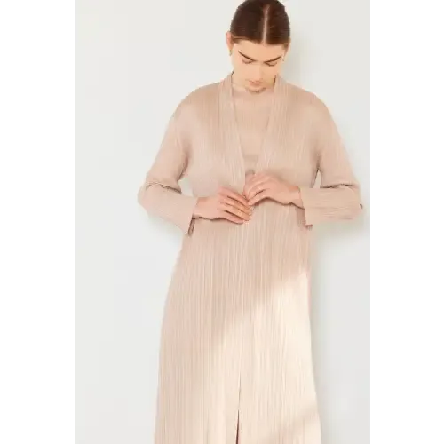 Pleated Long Sleeve Cardigan