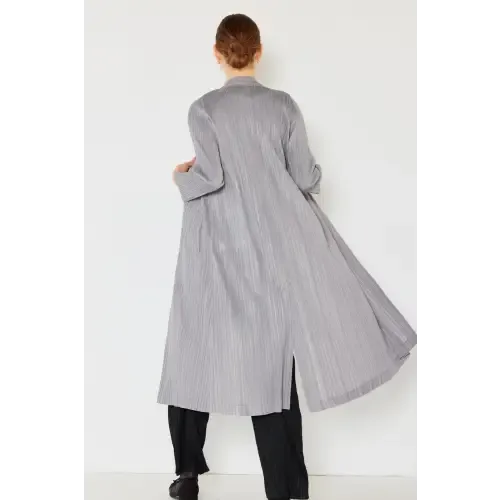 Pleated Long Sleeve Cardigan