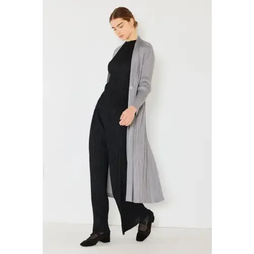 Pleated Long Sleeve Cardigan