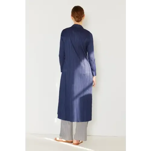 Pleated Long Sleeve Cardigan