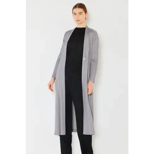 Pleated Long Sleeve Cardigan