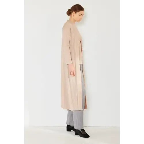 Pleated Long Sleeve Cardigan