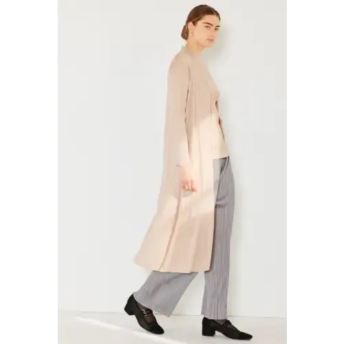 Pleated Long Sleeve Cardigan