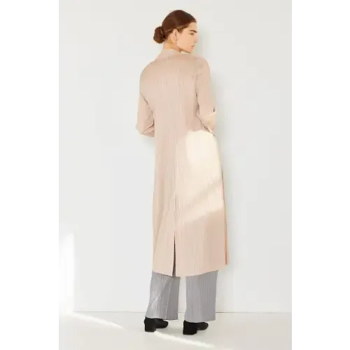 Pleated Long Sleeve Cardigan