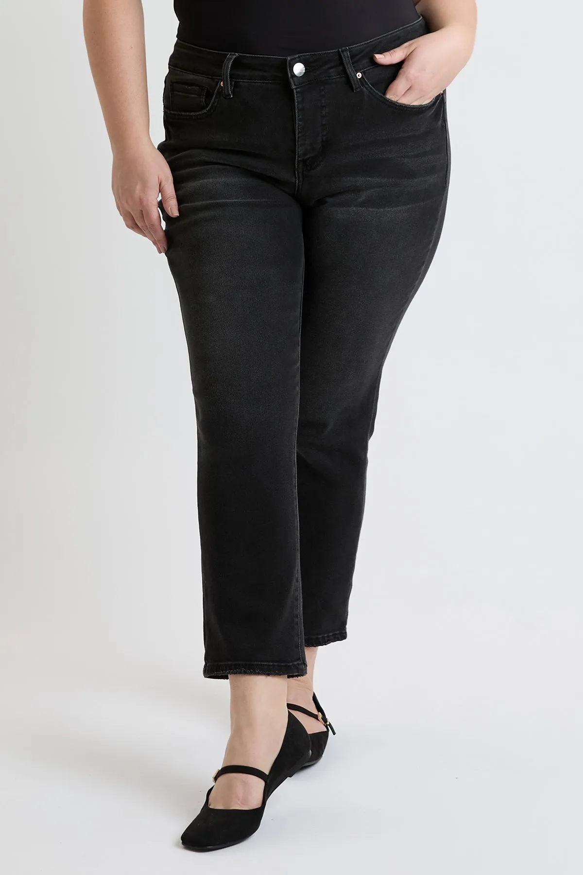 Plus Premium Mid Rise Stretch Slim Straight Jeans, Pack of 6
