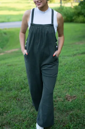 Pocketed Loose Fit Corduroy Overall