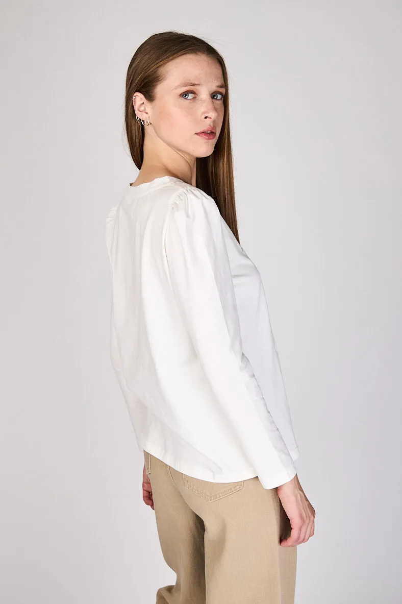 Polera con Recogido en Hombro Ali Blanca Eclipse