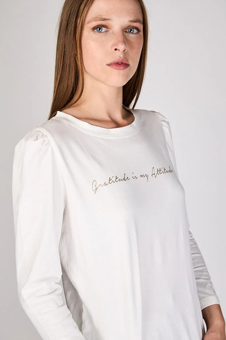 Polera con Recogido en Hombro Ali Blanca Eclipse