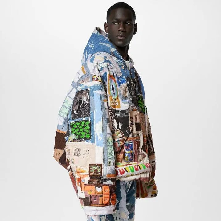 Premium Patchworked Oversized Hooded Blouson