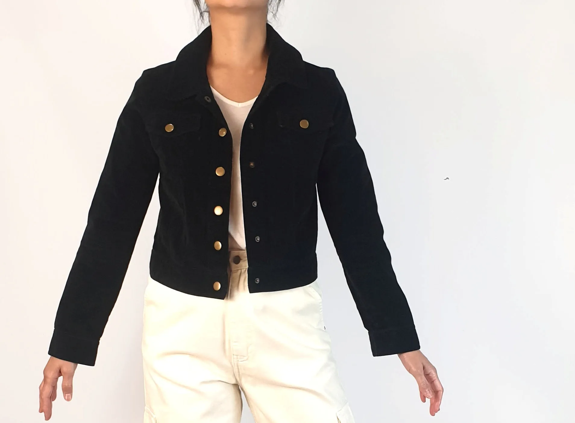 Princess Highway black cord croped jacket size 10
