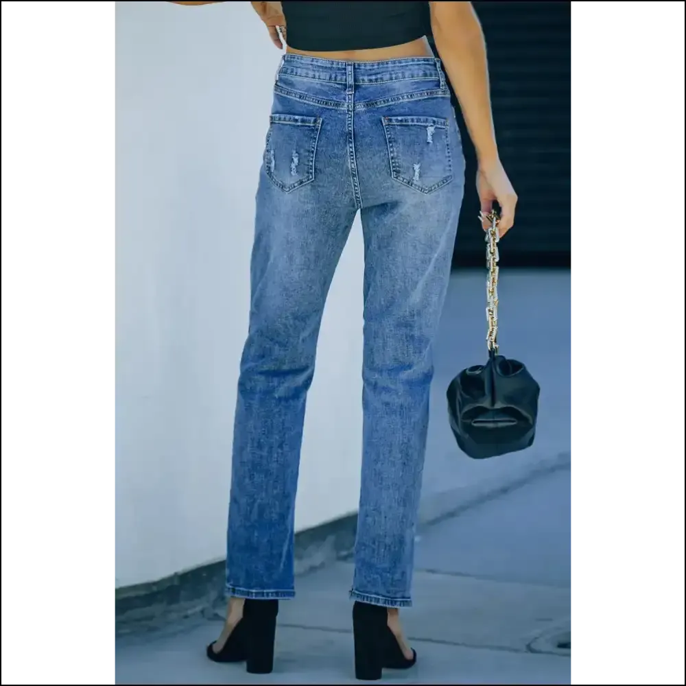 Pumpkin Distressed Straight Jeans: Strut Like Nobody's Watching! 🍂👖