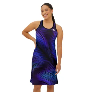 Purple Blue Feathers Spear Racerback Dress