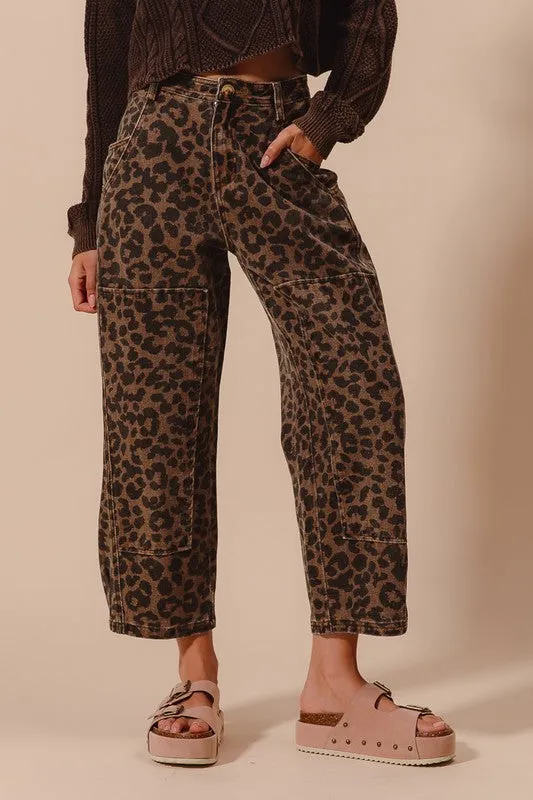 Queen of the Jungle Leopard Barrel Pants