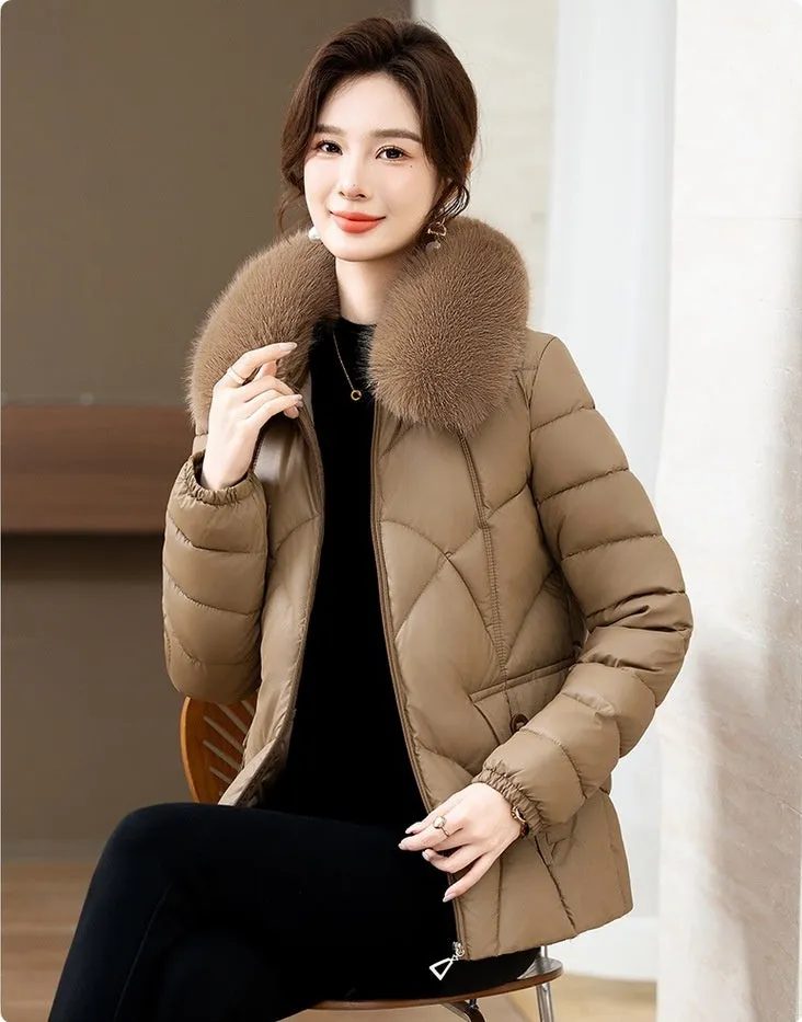 Quilted Oversized Puffer Jacket for Women with Windproof Design