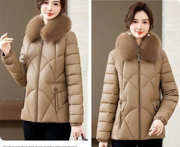 Quilted Oversized Puffer Jacket for Women with Windproof Design