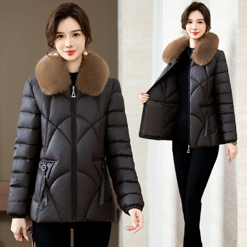 Quilted Oversized Puffer Jacket for Women with Windproof Design