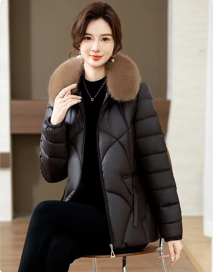 Quilted Oversized Puffer Jacket for Women with Windproof Design