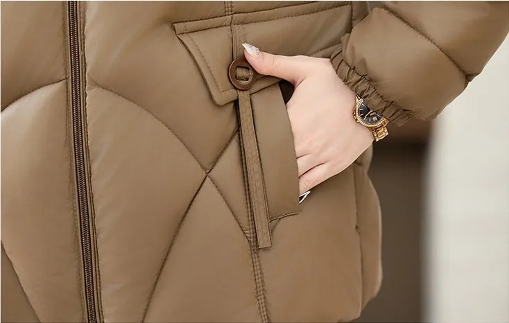 Quilted Oversized Puffer Jacket for Women with Windproof Design