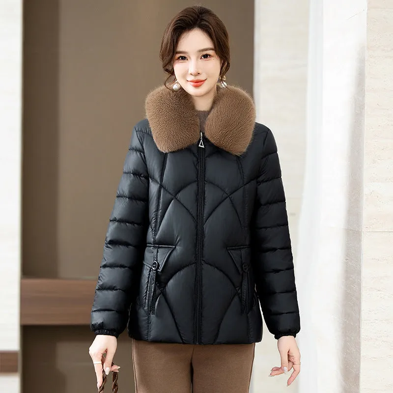 Quilted Oversized Puffer Jacket for Women with Windproof Design
