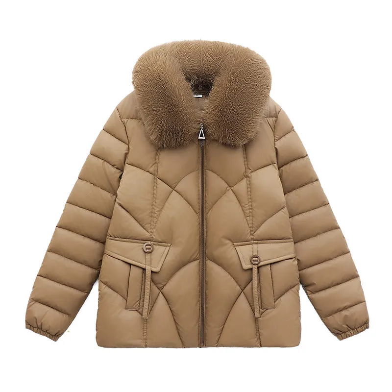 Quilted Oversized Puffer Jacket for Women with Windproof Design