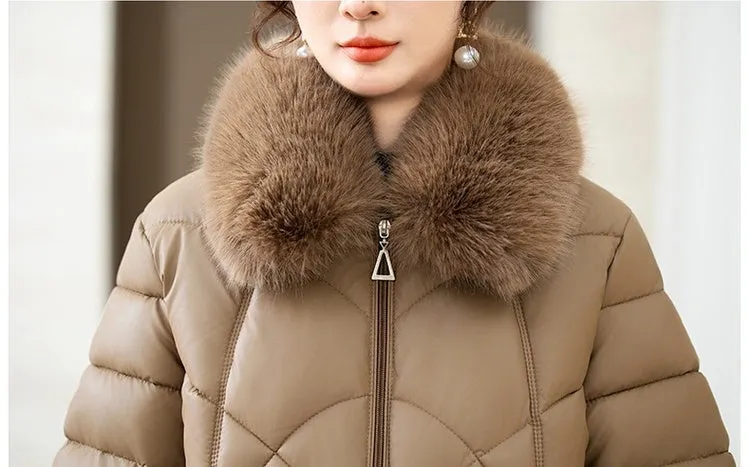 Quilted Oversized Puffer Jacket for Women with Windproof Design