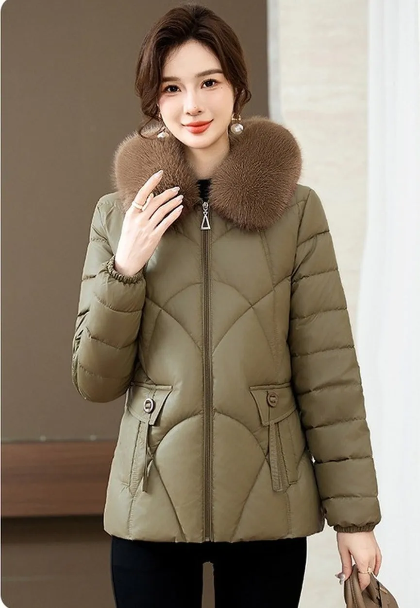Quilted Oversized Puffer Jacket for Women with Windproof Design