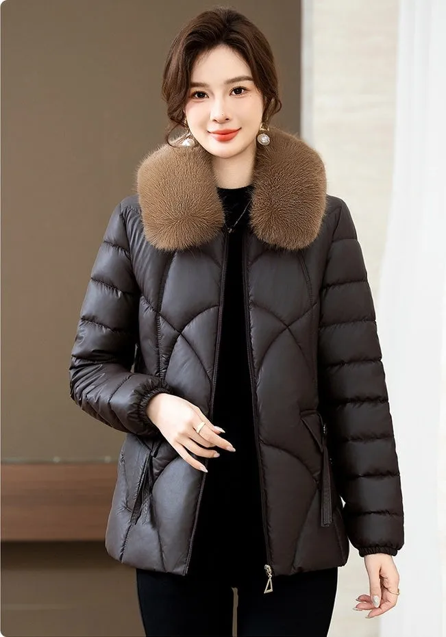 Quilted Oversized Puffer Jacket for Women with Windproof Design
