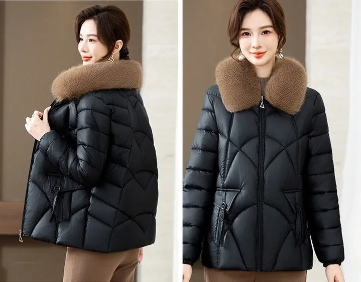Quilted Oversized Puffer Jacket for Women with Windproof Design