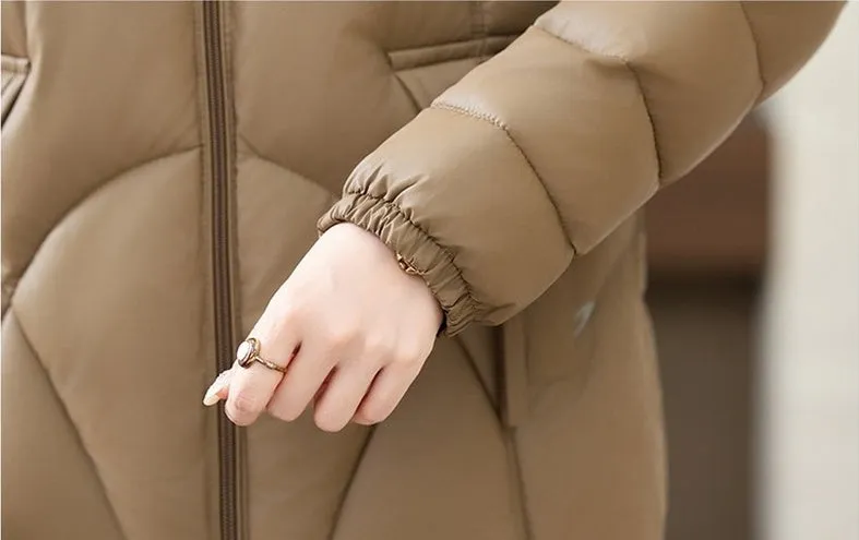 Quilted Oversized Puffer Jacket for Women with Windproof Design