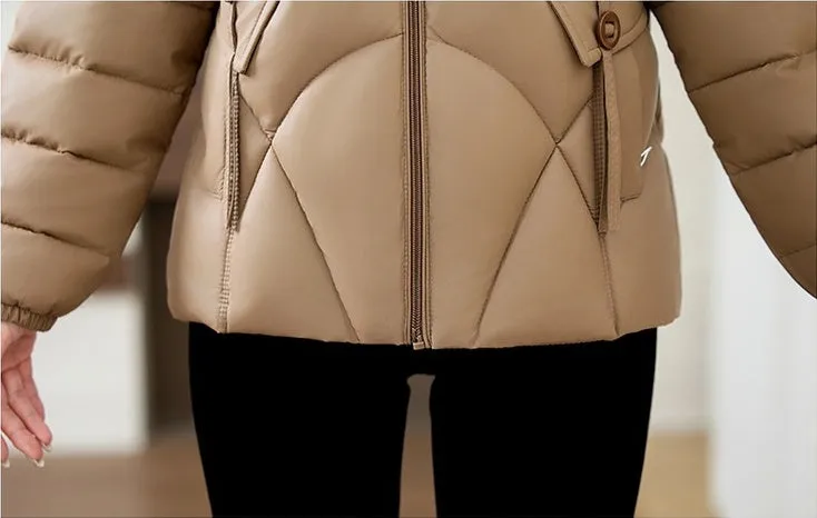 Quilted Oversized Puffer Jacket for Women with Windproof Design