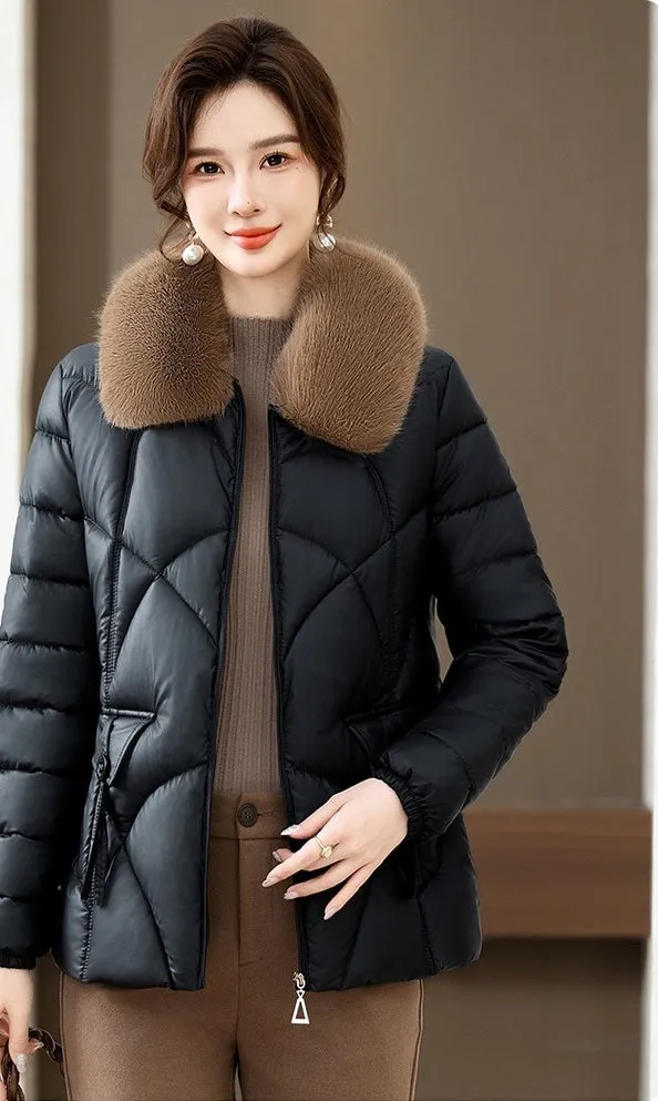 Quilted Oversized Puffer Jacket for Women with Windproof Design
