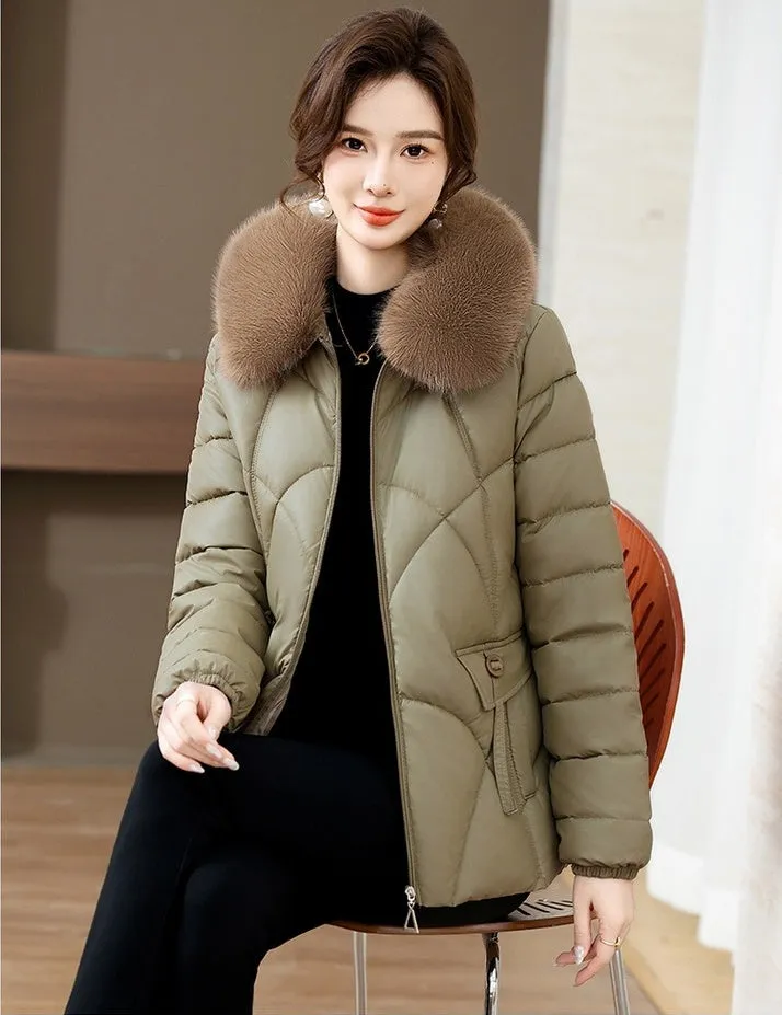 Quilted Oversized Puffer Jacket for Women with Windproof Design