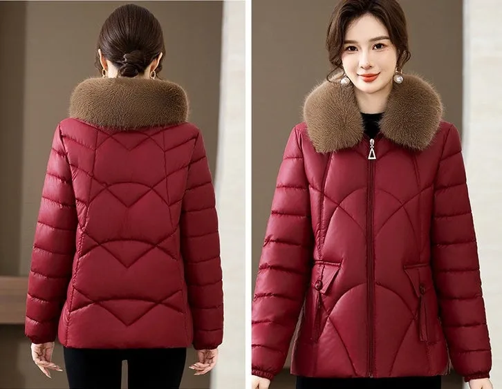 Quilted Oversized Puffer Jacket for Women with Windproof Design