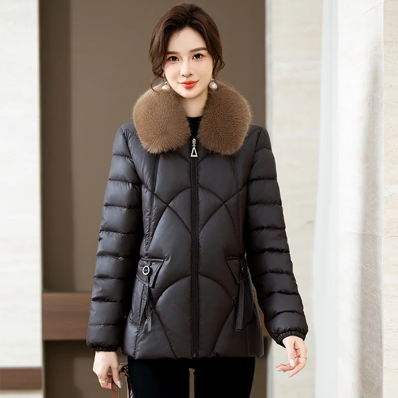 Quilted Oversized Puffer Jacket for Women with Windproof Design