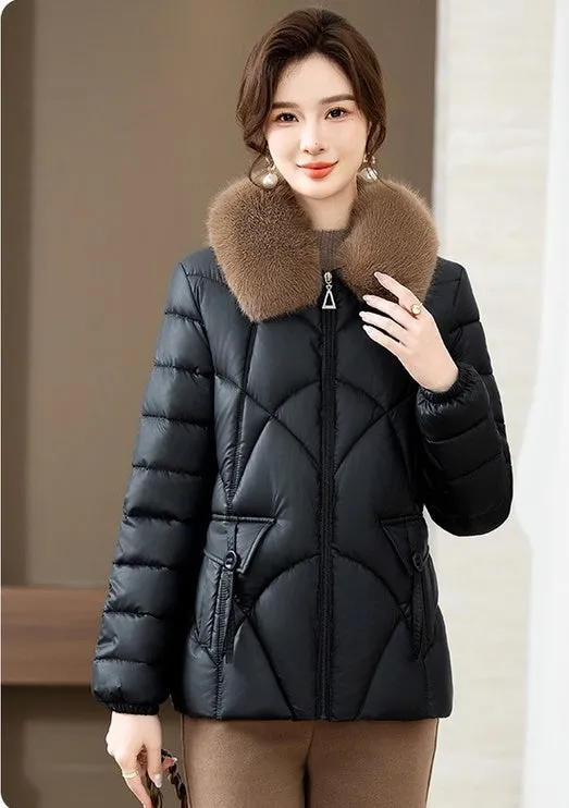 Quilted Oversized Puffer Jacket for Women with Windproof Design