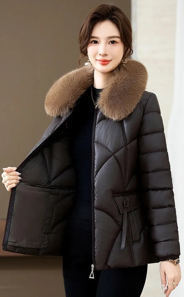 Quilted Oversized Puffer Jacket for Women with Windproof Design