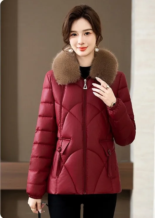 Quilted Oversized Puffer Jacket for Women with Windproof Design