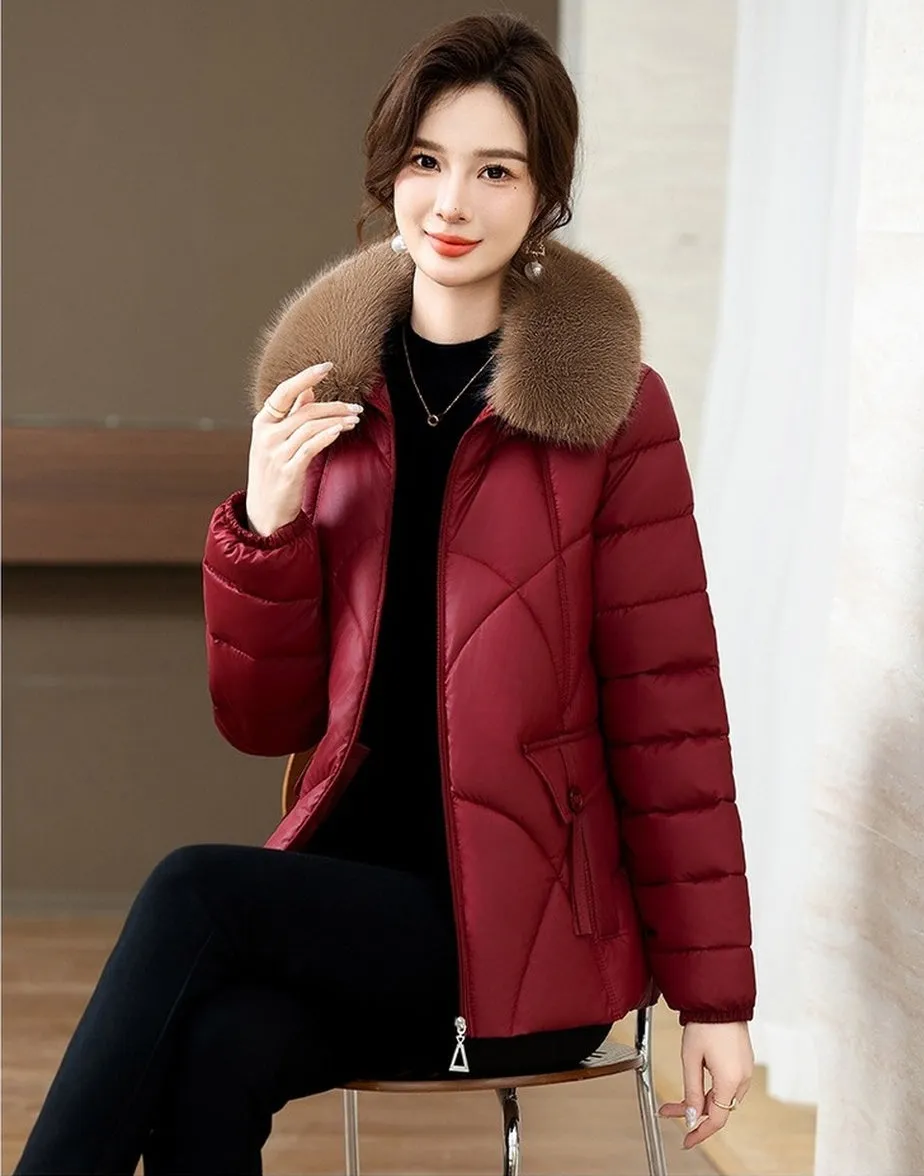 Quilted Oversized Puffer Jacket for Women with Windproof Design