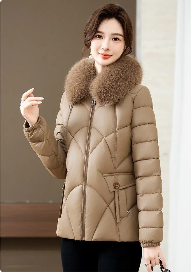 Quilted Oversized Puffer Jacket for Women with Windproof Design