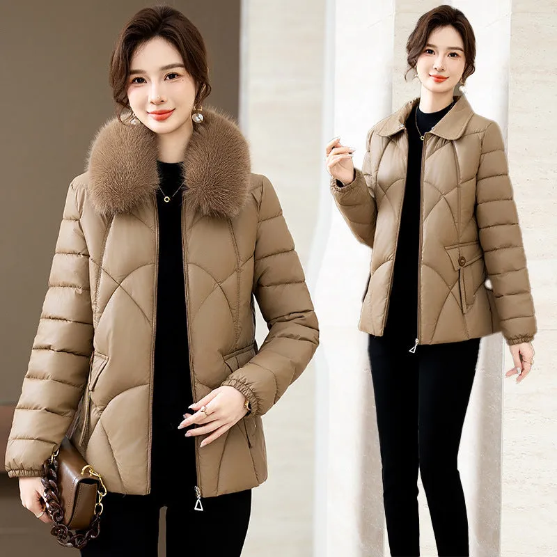 Quilted Oversized Puffer Jacket for Women with Windproof Design
