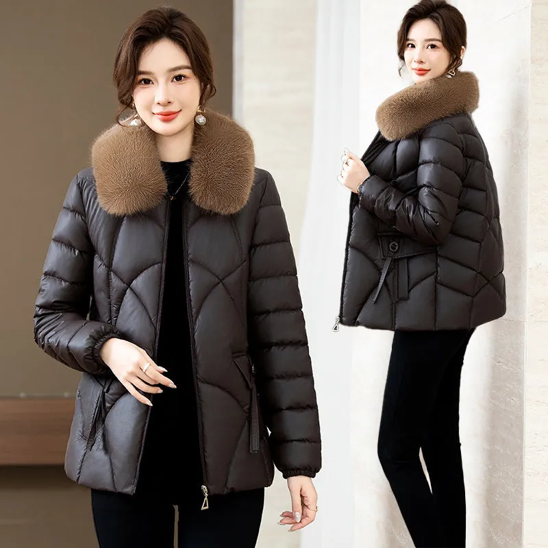 Quilted Oversized Puffer Jacket for Women with Windproof Design
