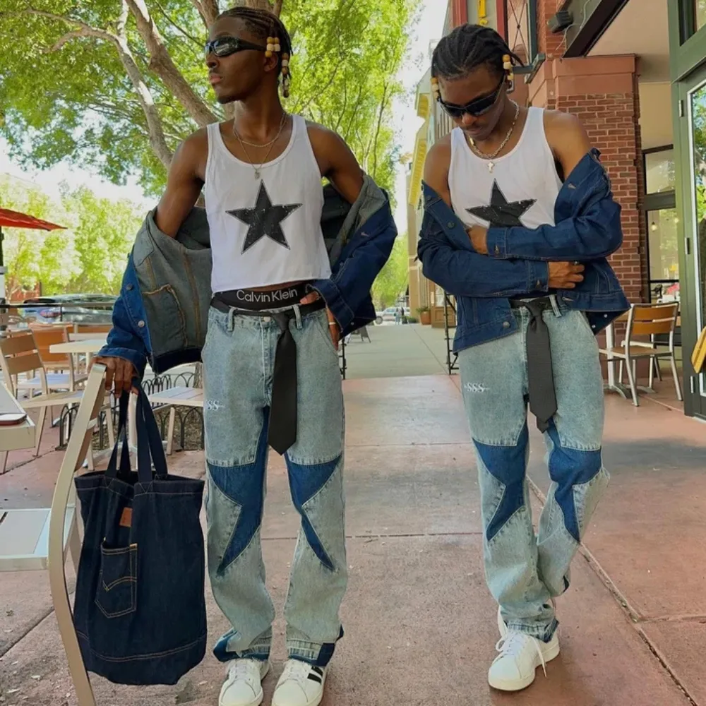 "High Street Star Embroidery" Jeans