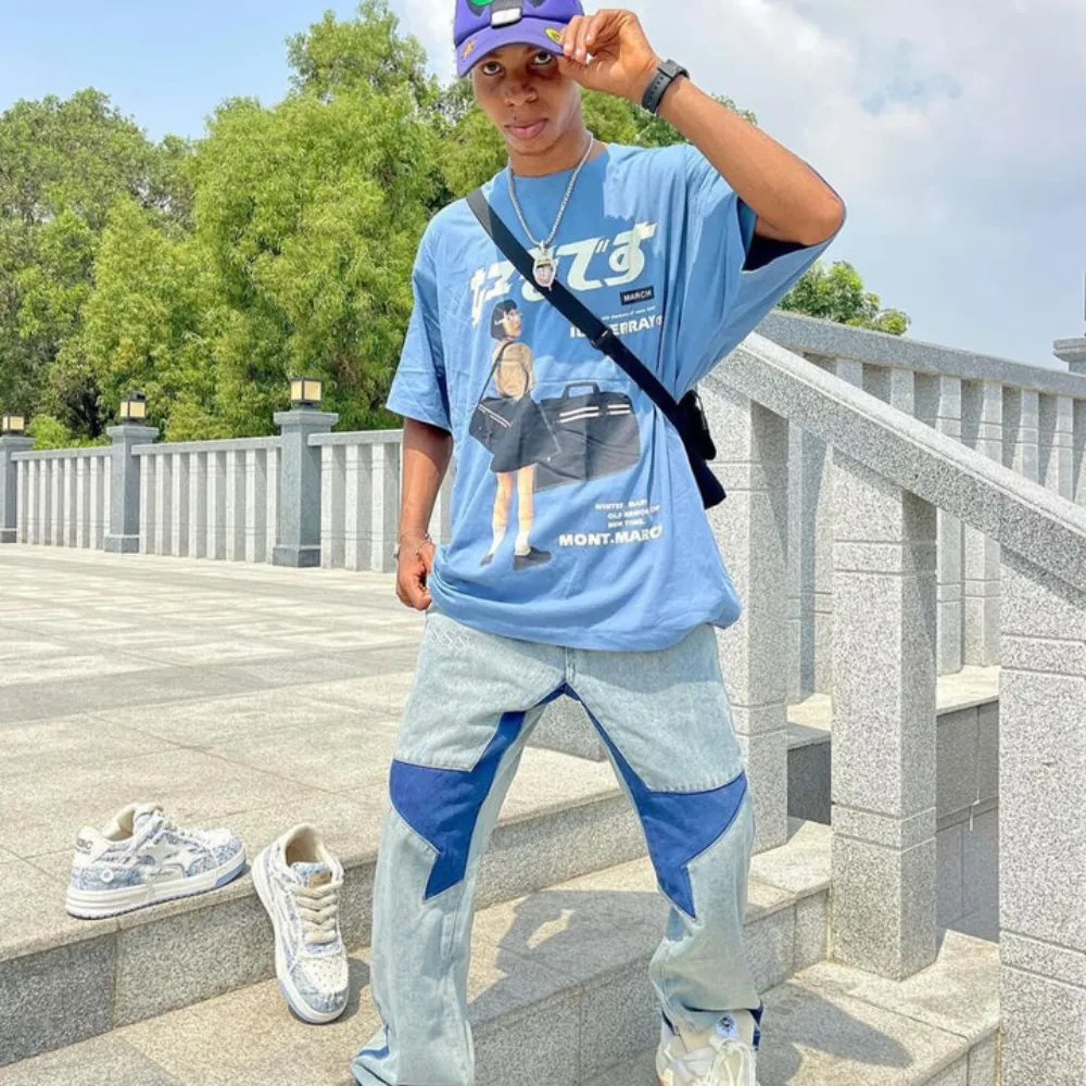 "High Street Star Embroidery" Jeans