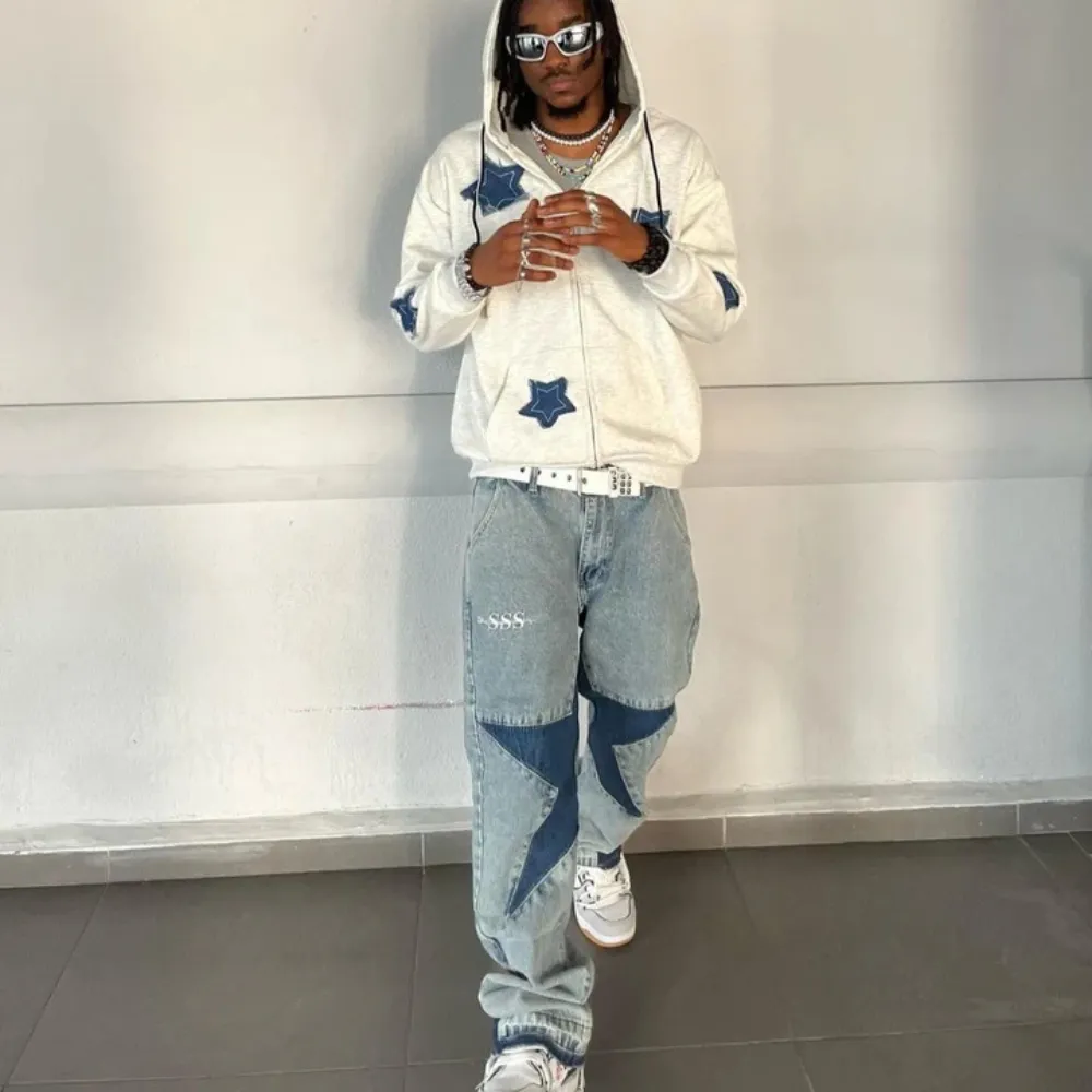 "High Street Star Embroidery" Jeans