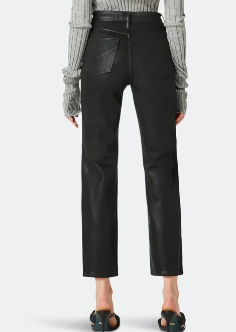 Remi High Rise Straight Crop High Shine Black