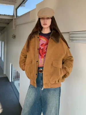 Removable Merino Collar Suede Lambskin Down Jacket