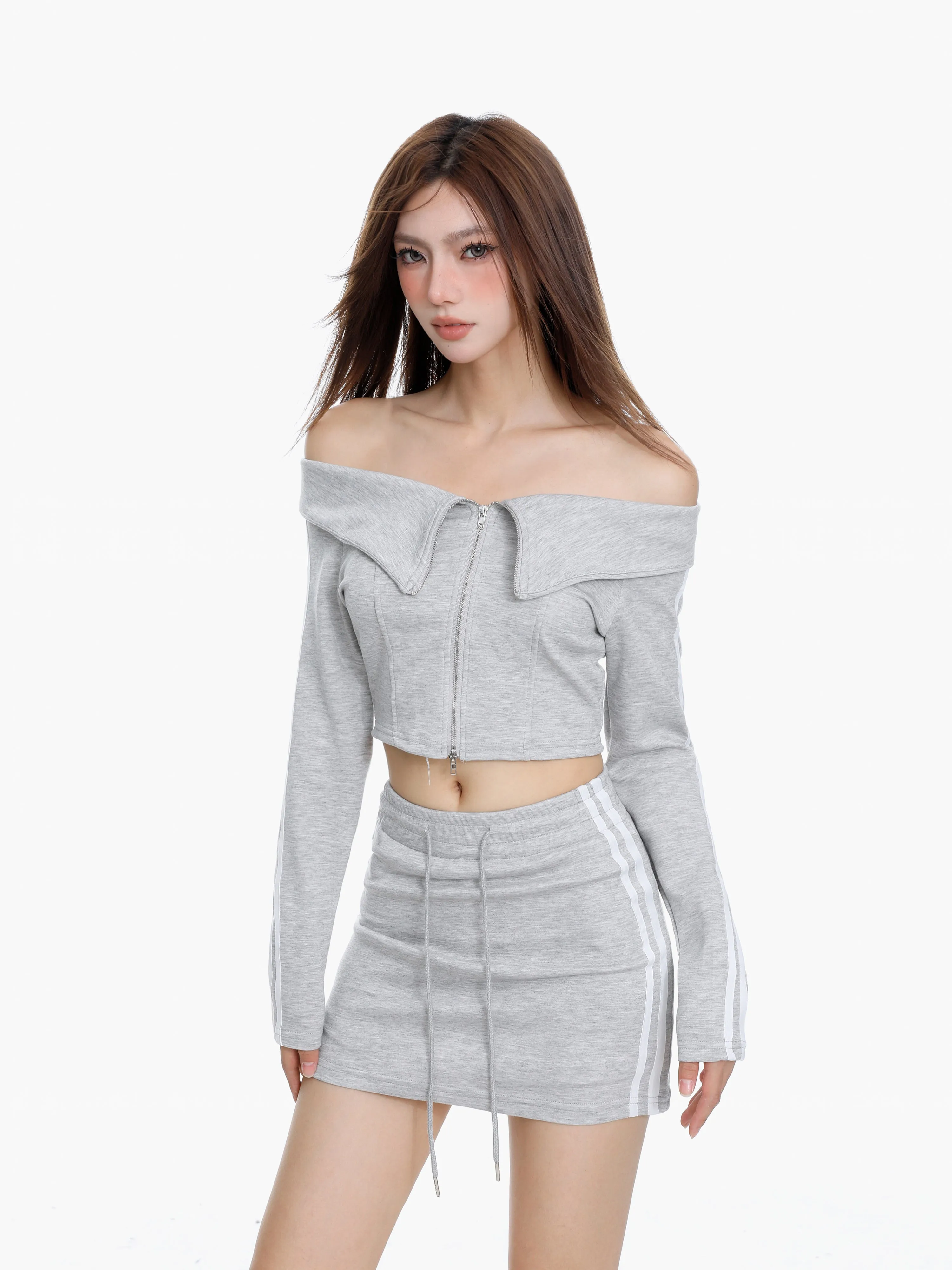 Retro two-piece zipper sweater jacket