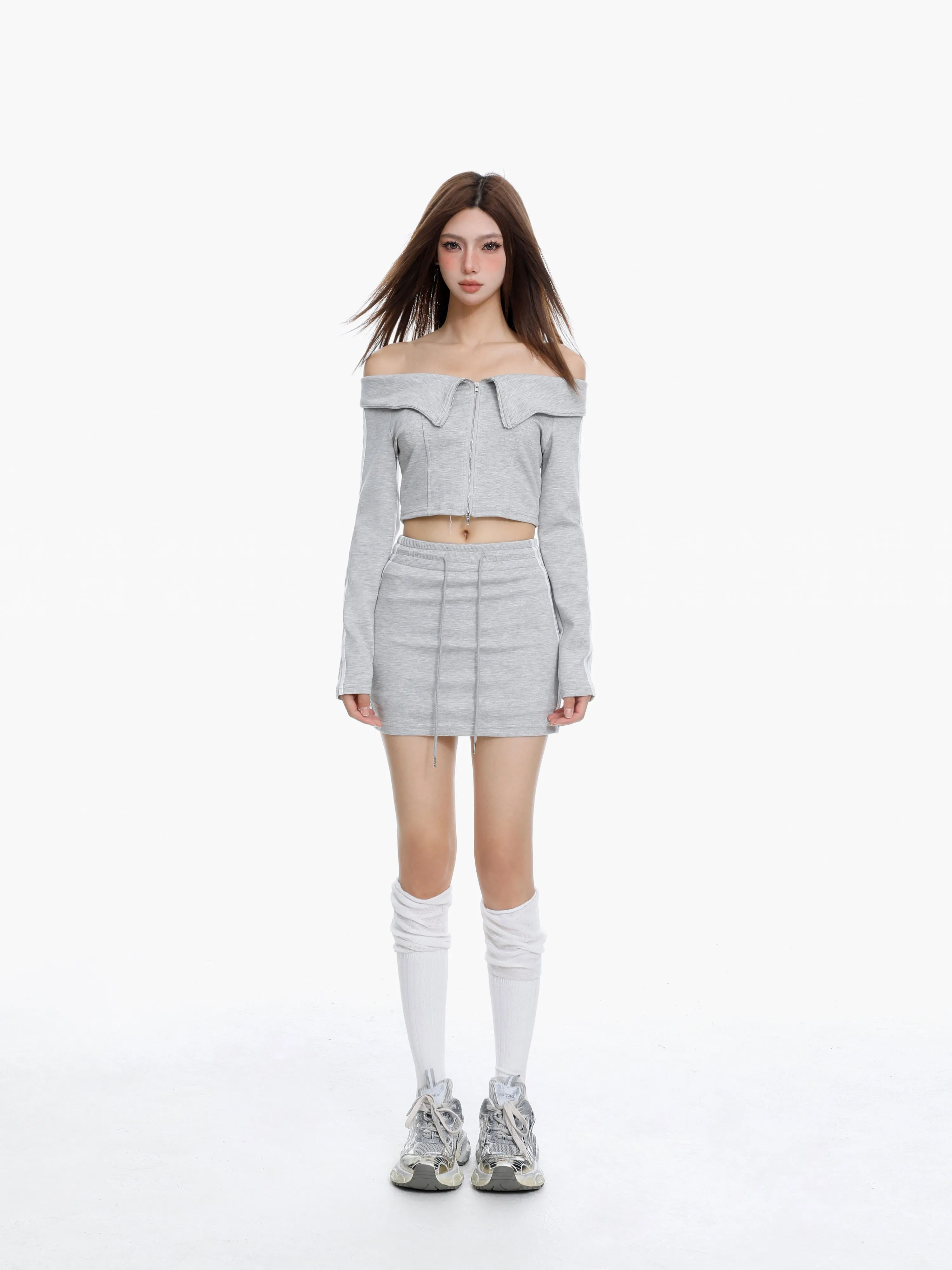 Retro two-piece zipper sweater jacket